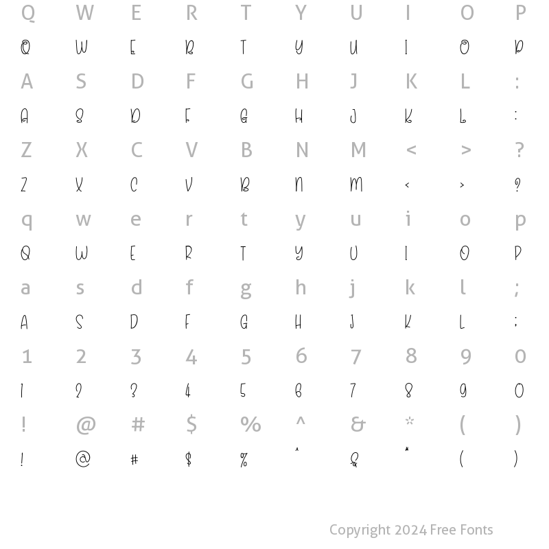 Character Map of ALEECIA Regular