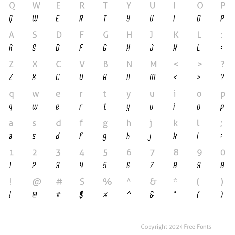 Character Map of Alegra Bold Italic