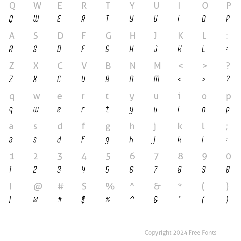 Character Map of Alegra Medium Italic