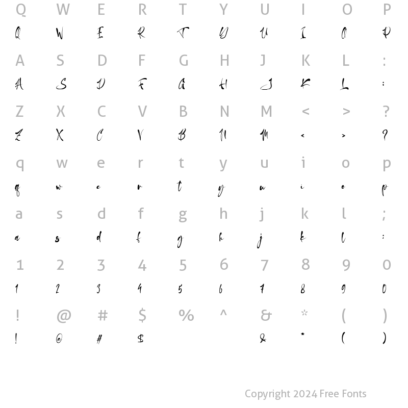 Character Map of Aleita Regular