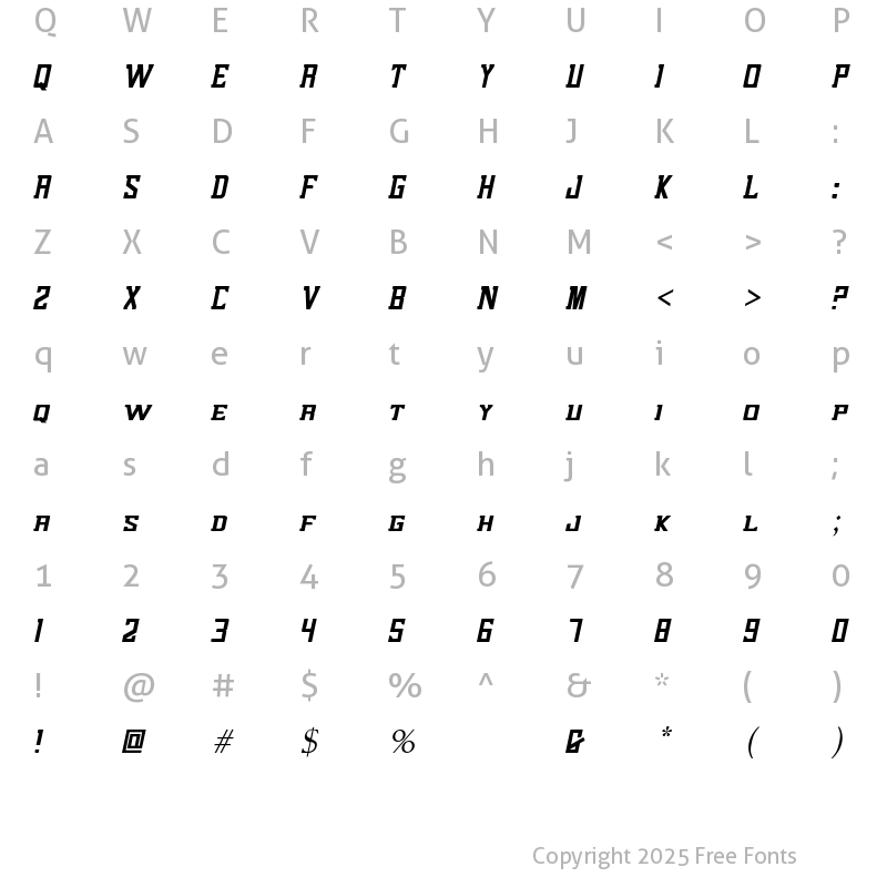 Character Map of alenikh Italic