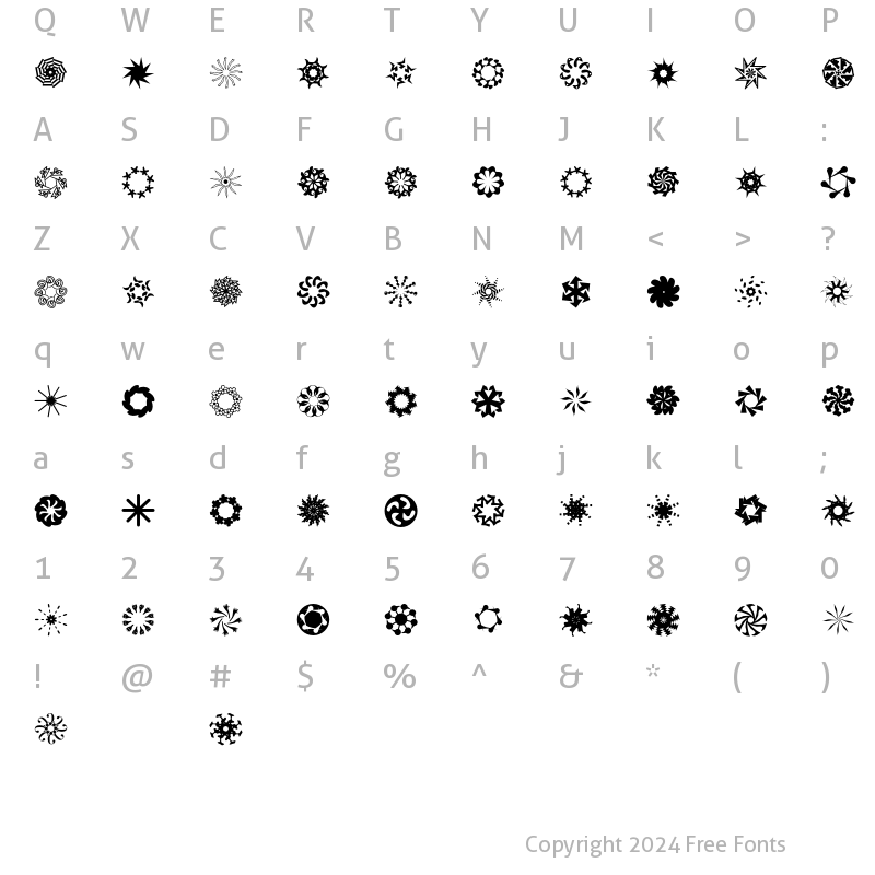 Character Map of AleOrnamentsRotatoLL Regular