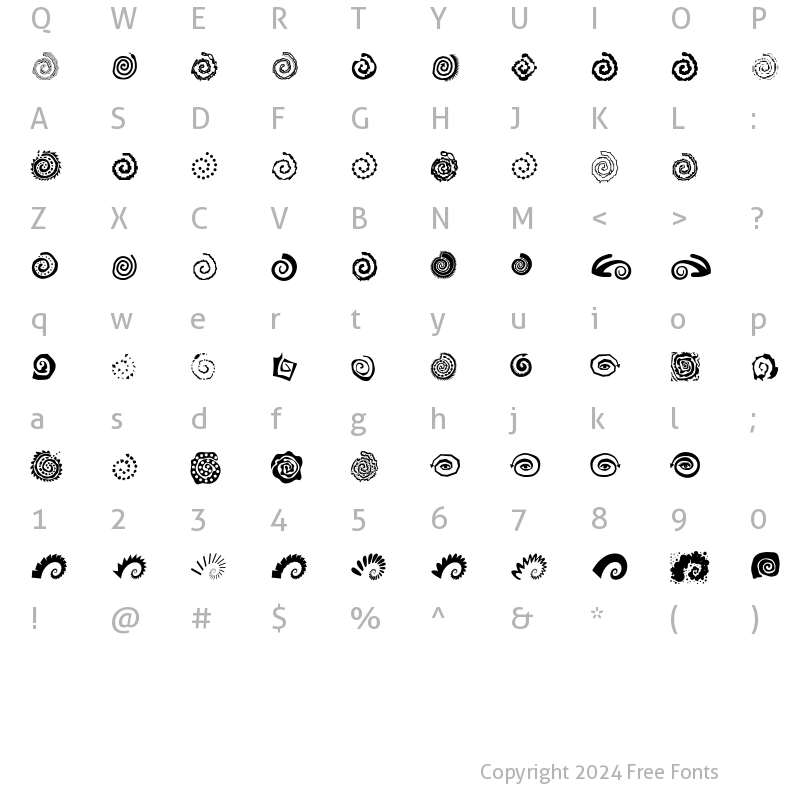 Character Map of AleOrnamentsSpiratoLL Regular