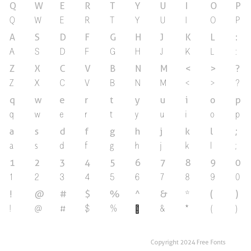 Character Map of AlergiaCondensed Hairline