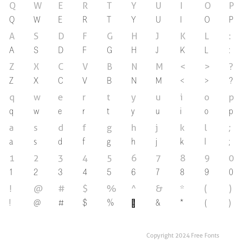 Character Map of AlergiaCondensed Thin