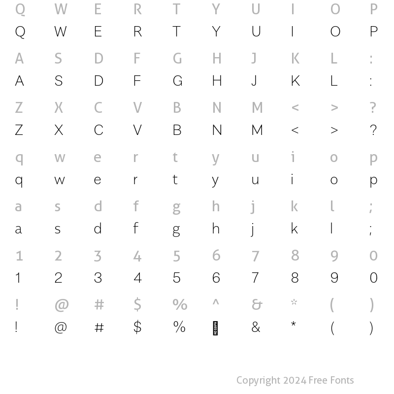 Character Map of AlergiaNormal ExtraLight