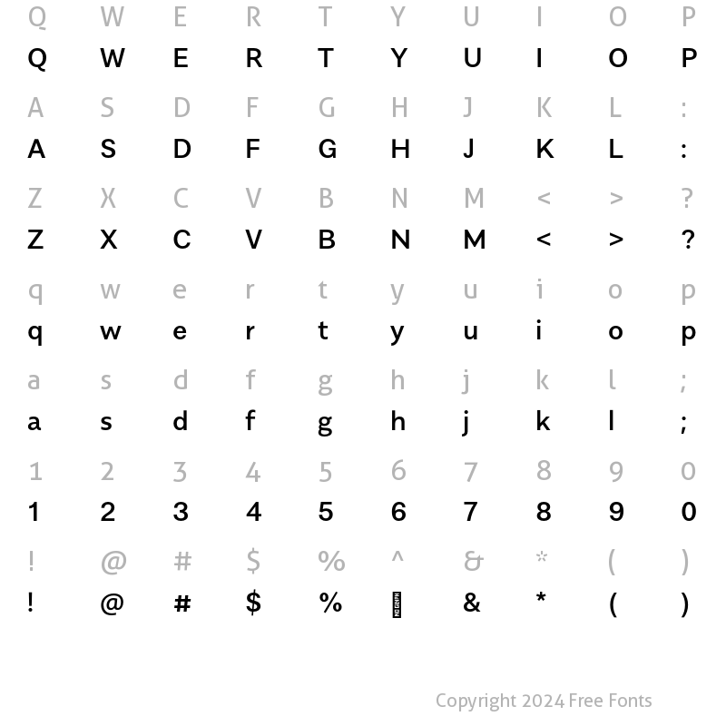 Character Map of AlergiaNormal Medium