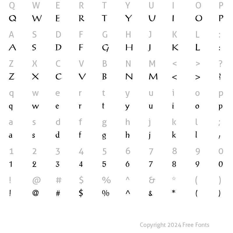 Character Map of Alex-Antiqua Book