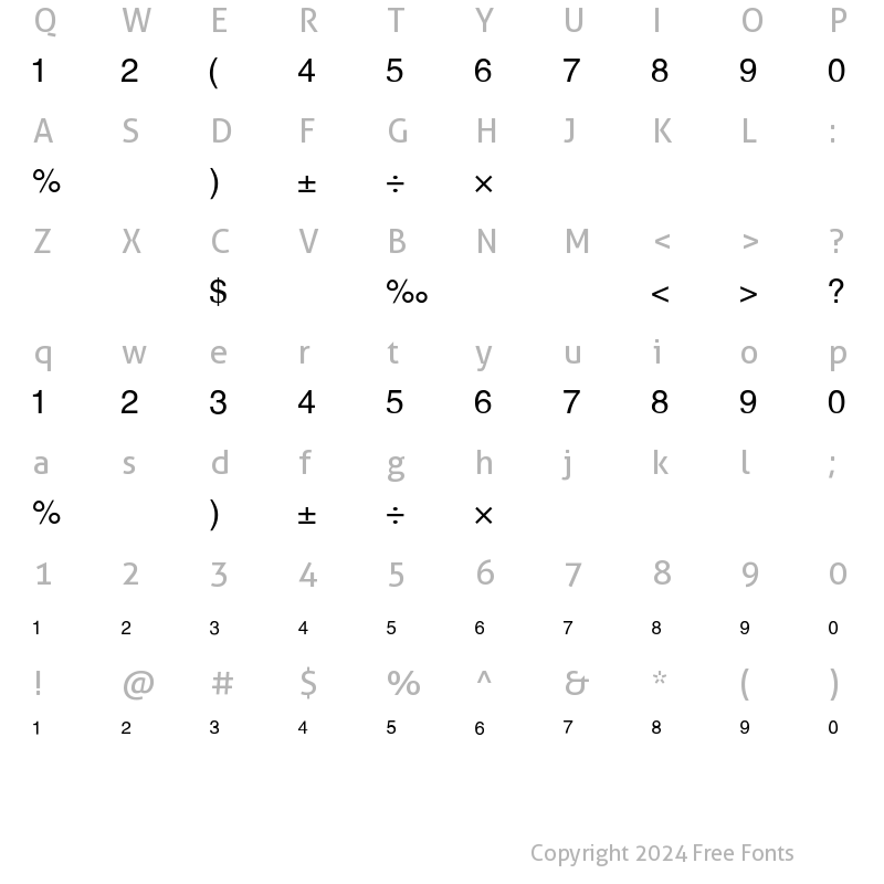 Character Map of Alex-Fracs Regular