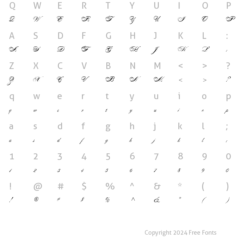 Character Map of Alexandra Script Regular