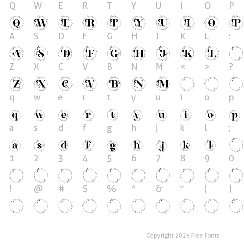 Character Map of Alexandria Monogram Regular