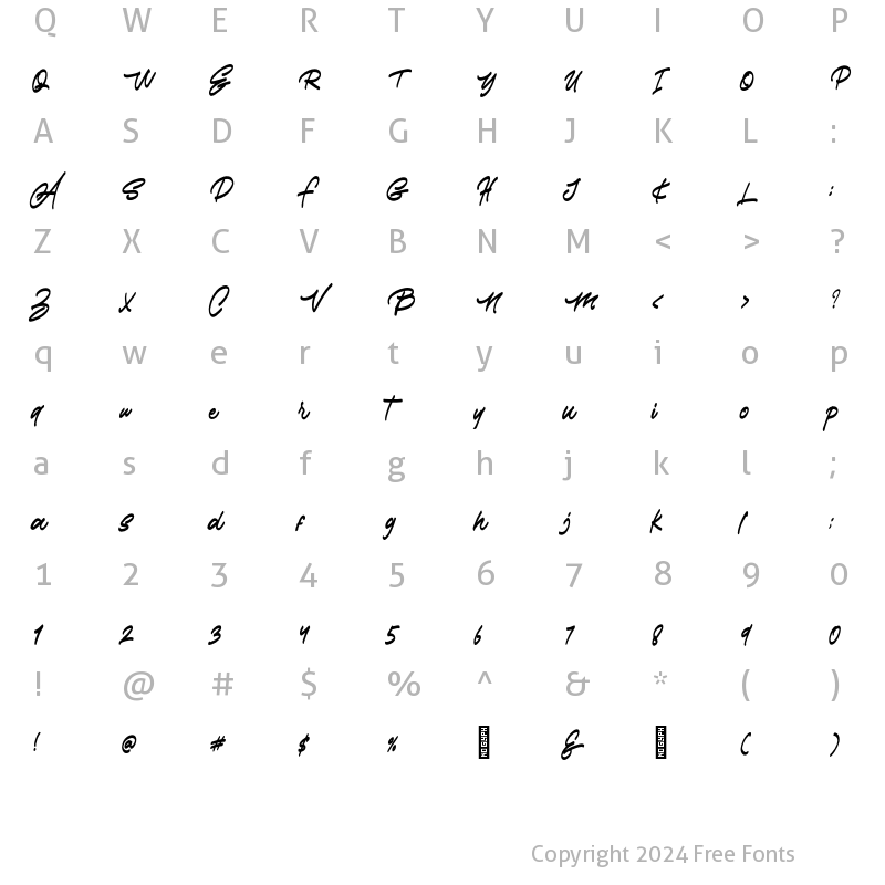 Character Map of Alexandro Benima Regular