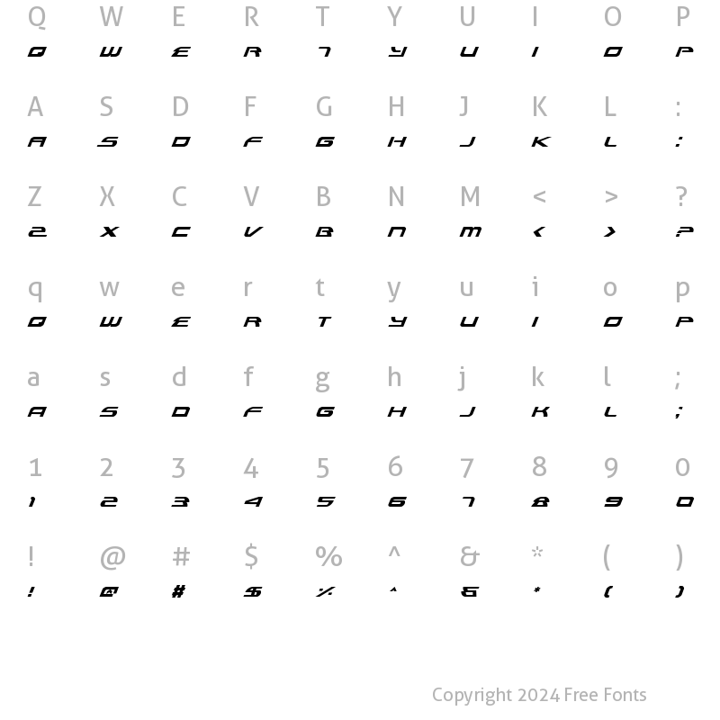 Character Map of Alexis Italic Italic