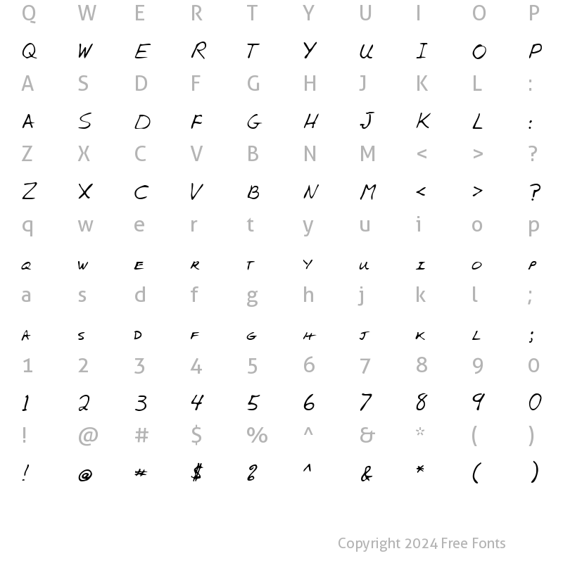 Character Map of AlexsHand Regular