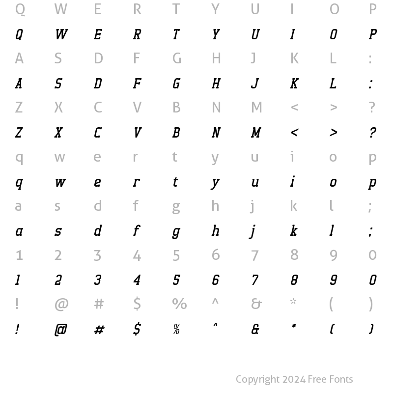 Character Map of Alexside Italic