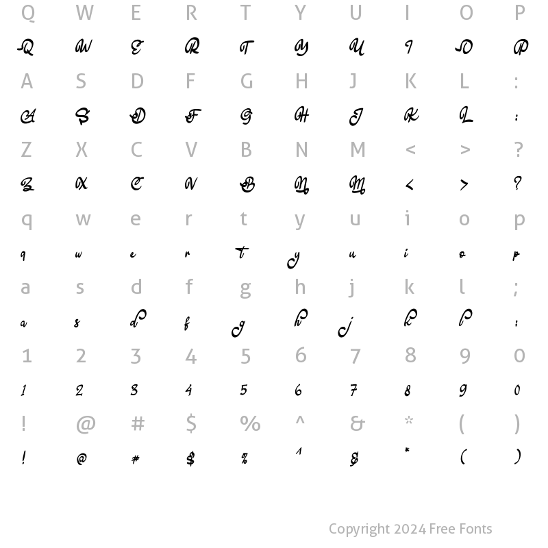 Character Map of Aleyia Regular