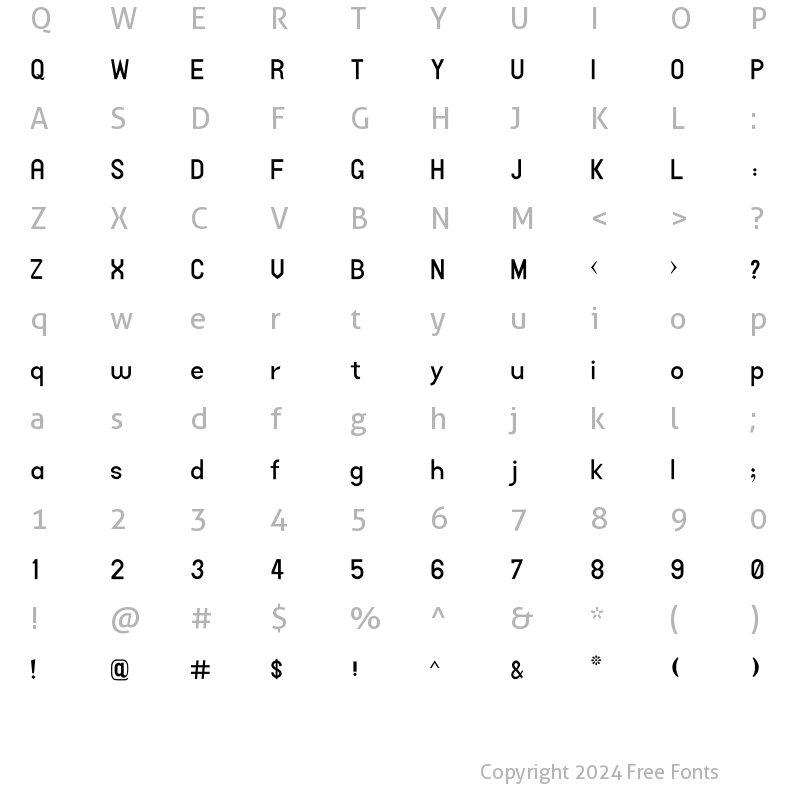 Character Map of AlFars 18 Aban Regular