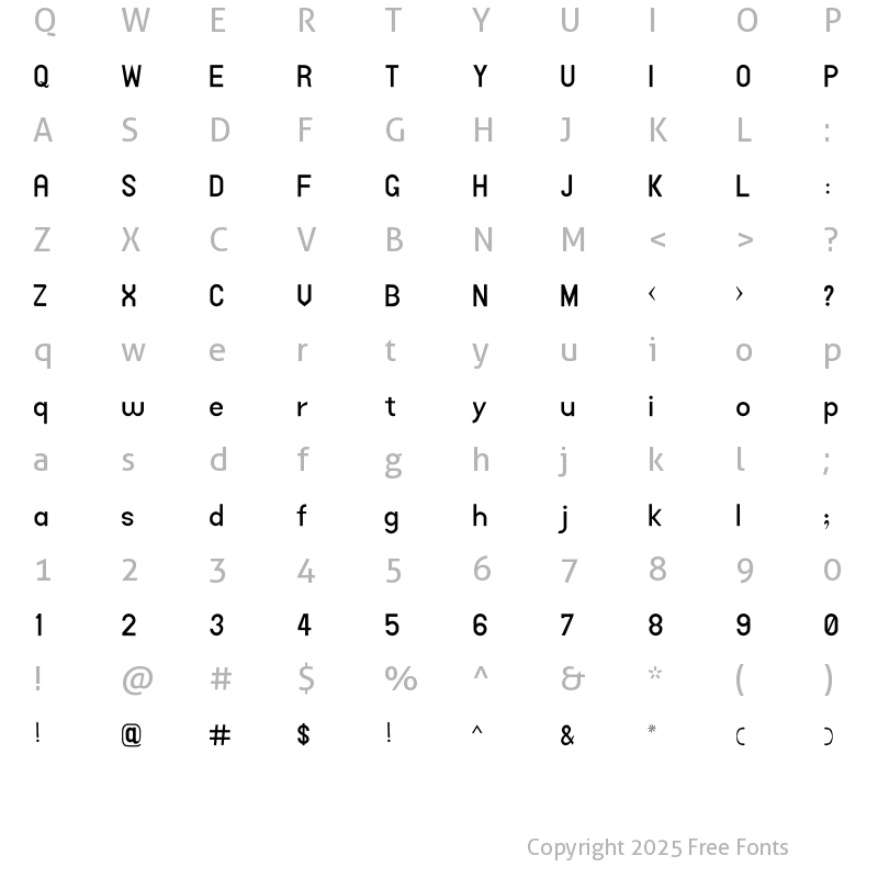 Character Map of AlFars 22 Chinies Regular