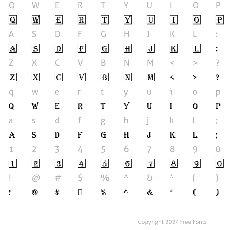 Character Map of Algerian Becker Initals Regular