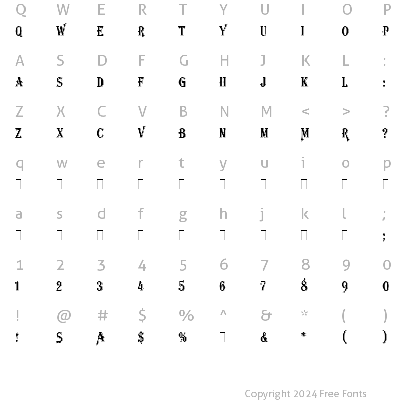 Character Map of Algerian Condensed LET Plain