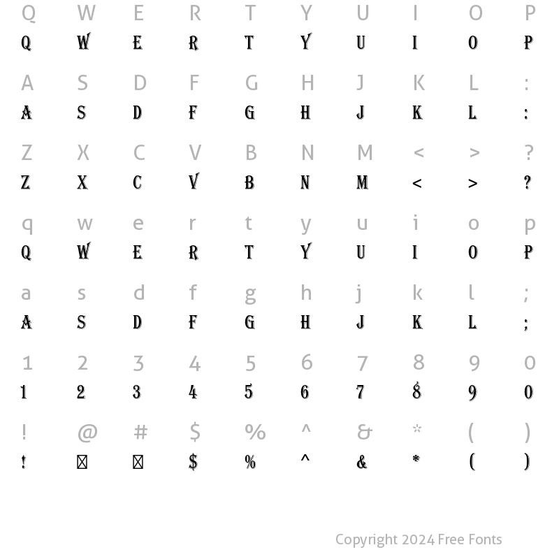 Character Map of Algerian Condensed Std Regular