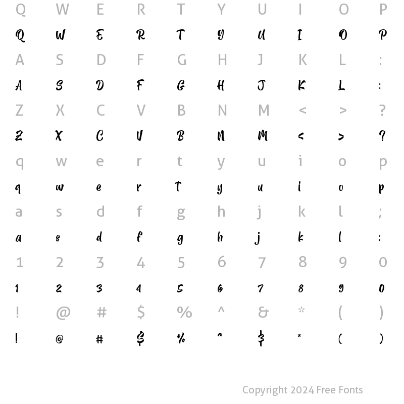 Character Map of Alibabe Regular