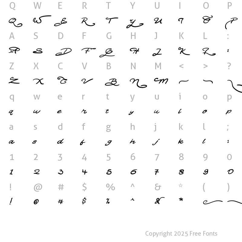 Character Map of Alice Charlotte Regular