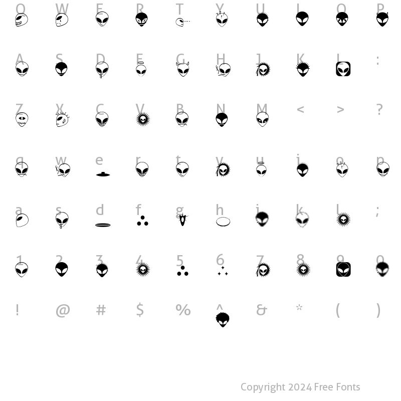 Character Map of Alienator Regular