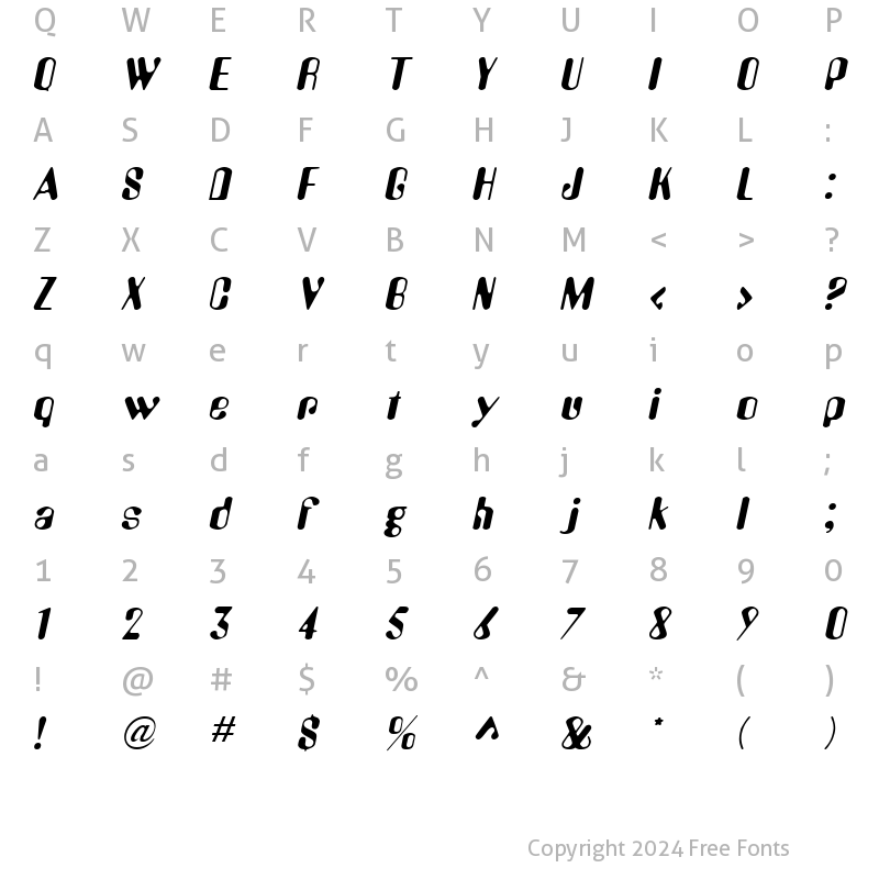 Character Map of AlienEye Oblique