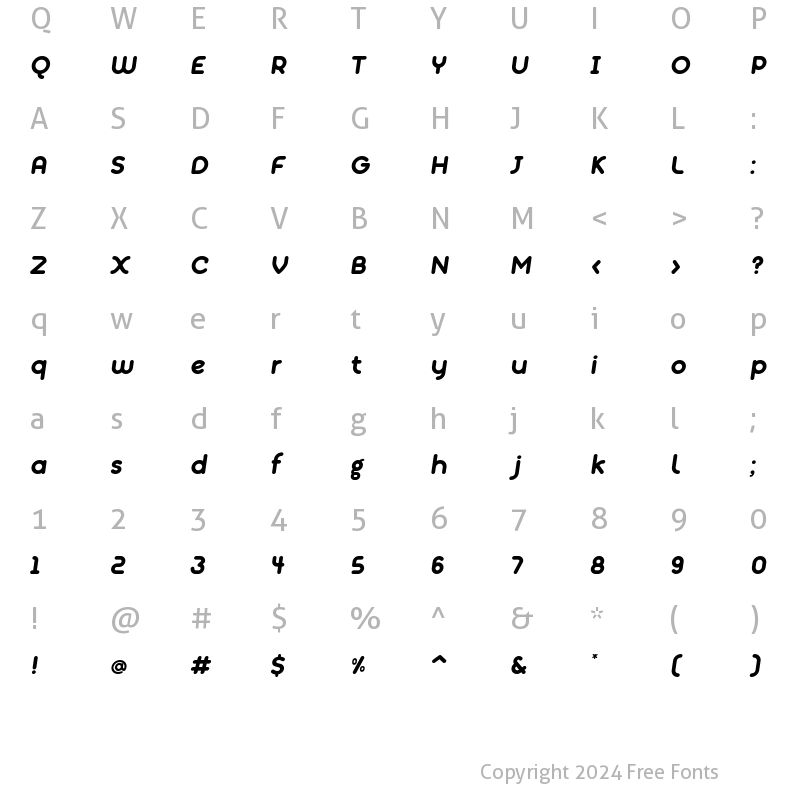 Character Map of AlioText BoldIt