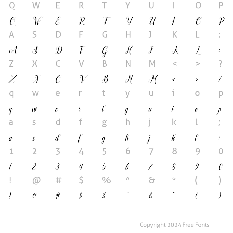 Character Map of Alisabeth Italic