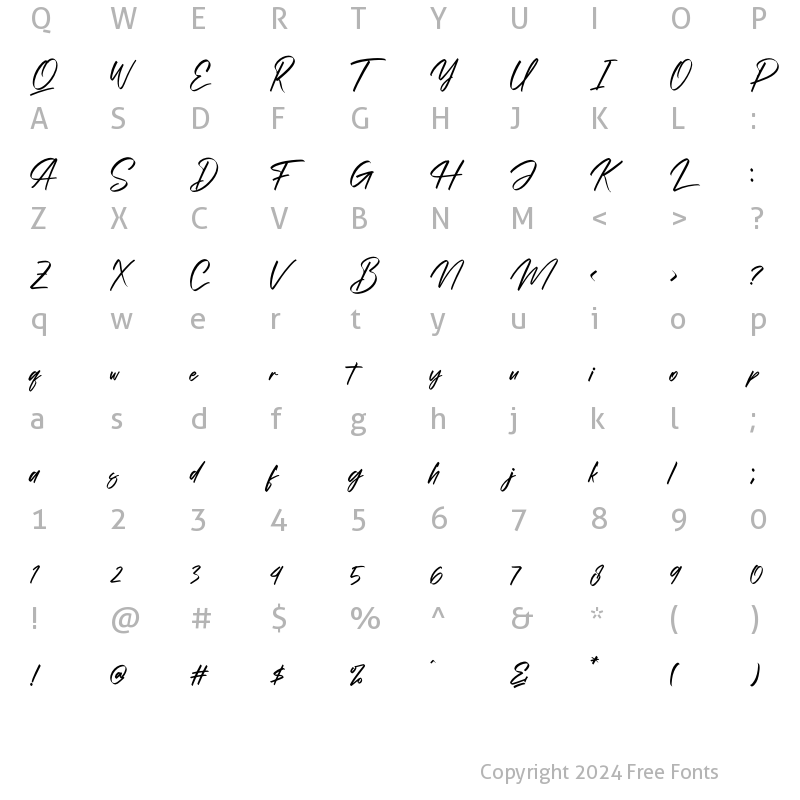 Character Map of Alishakey Regular