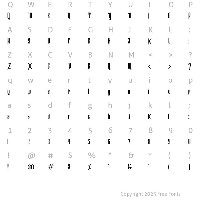 Character Map of Alistair morrison Regular