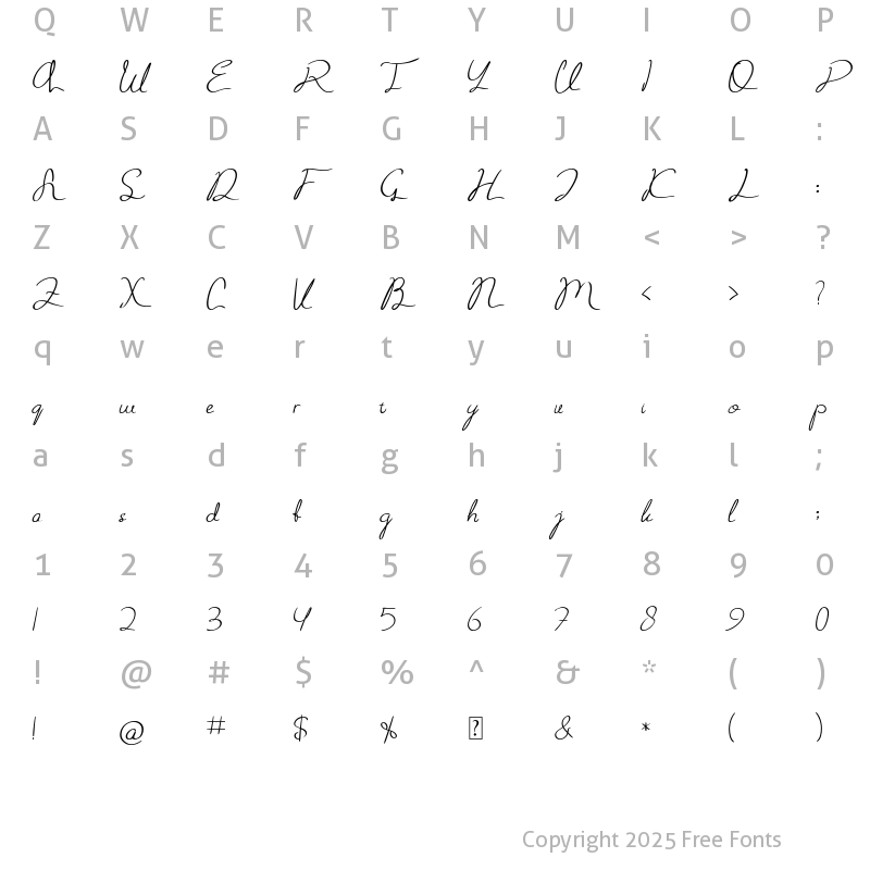 Character Map of Aliya jayner Regular