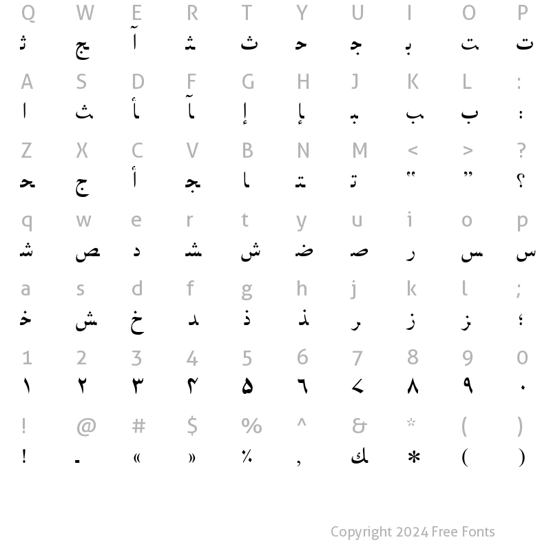 Character Map of AlKatib1 Regular