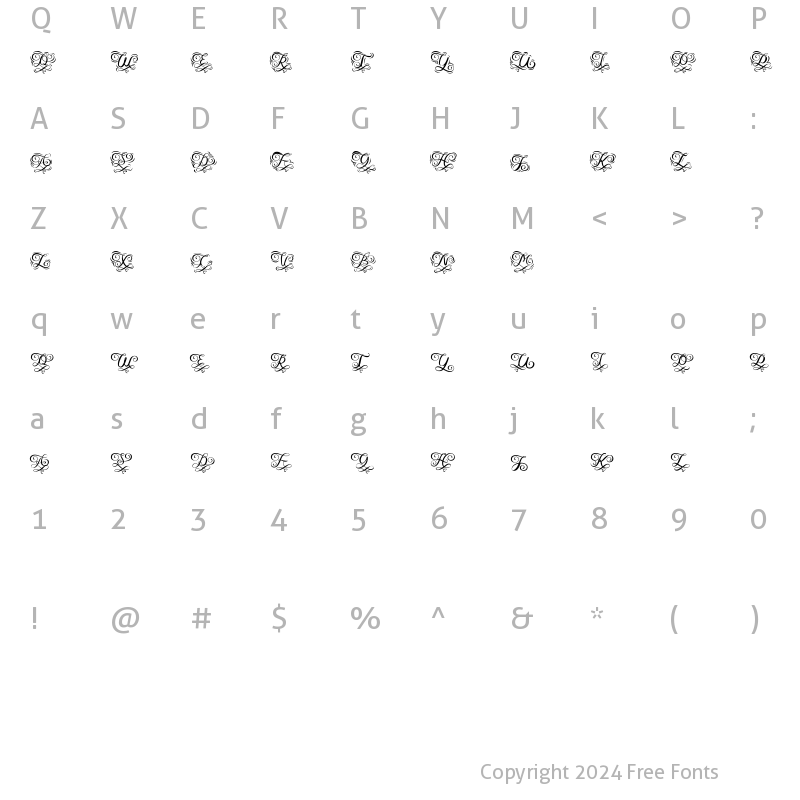 Character Map of Alkha Monogram Regular