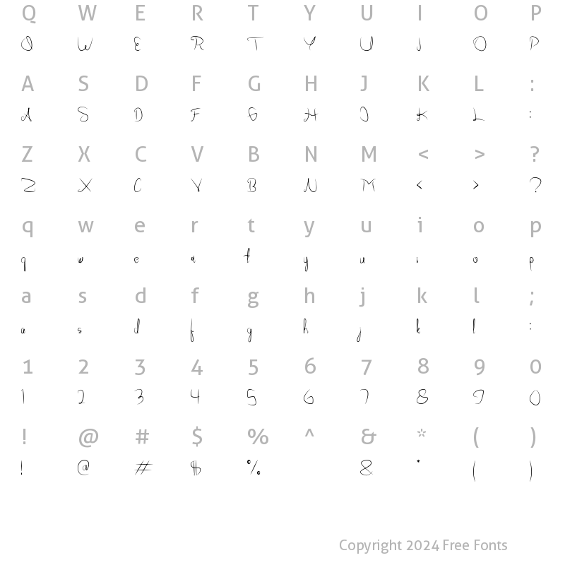 Character Map of Allabama Regular