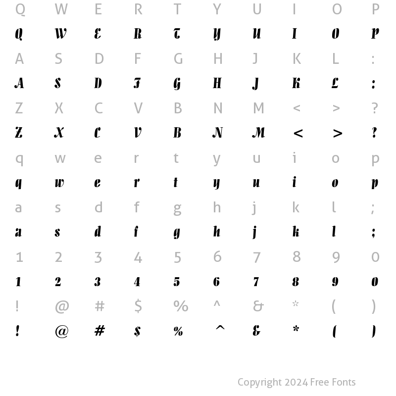 Character Map of Allegro BT Regular