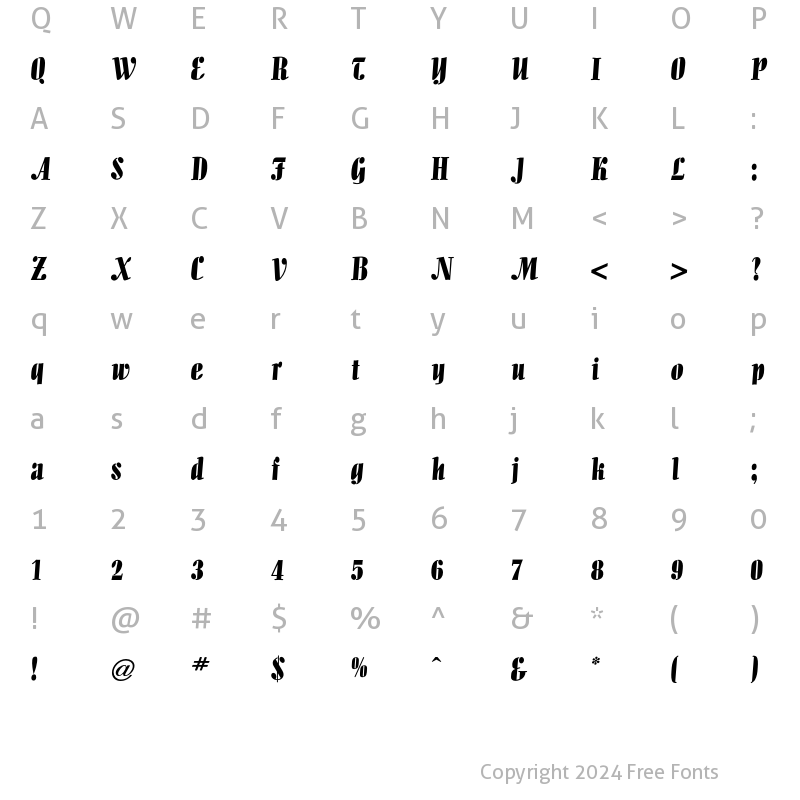 Character Map of Allegro Font Regular