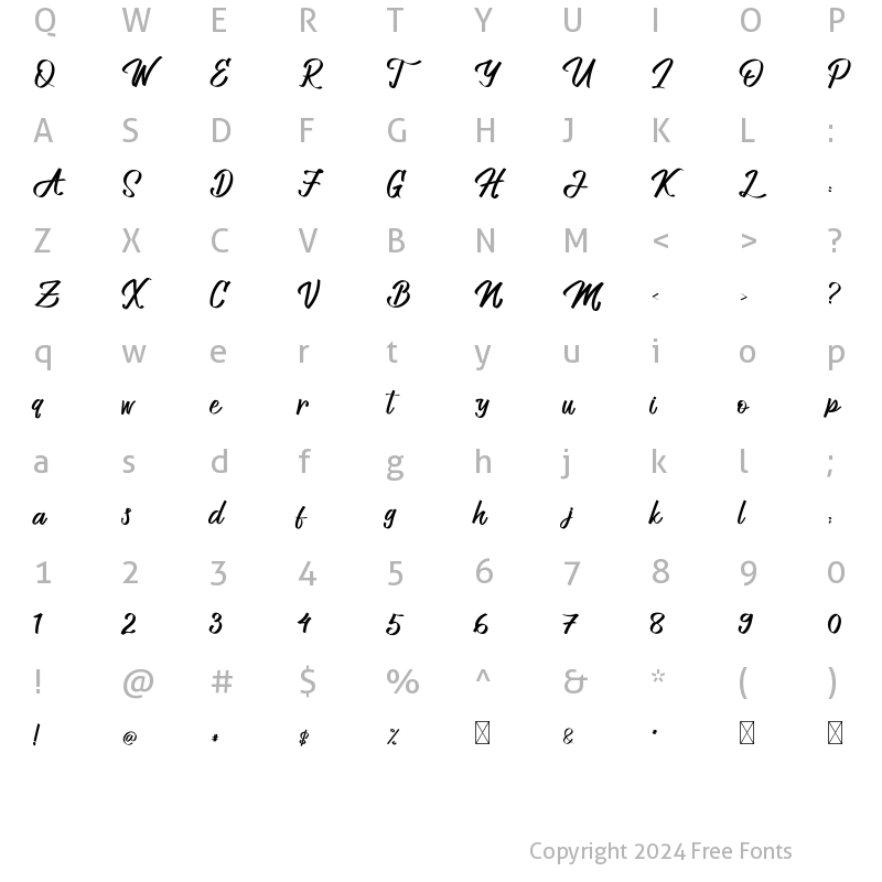 Character Map of Allenattore Regular