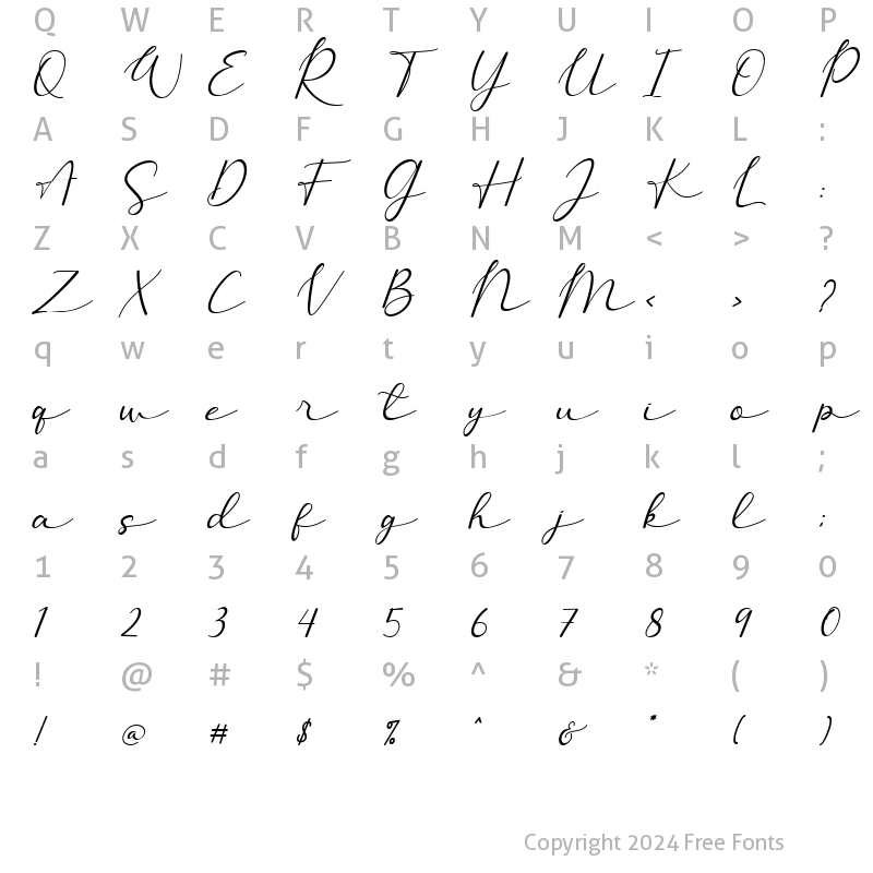 Character Map of Allesia Italic