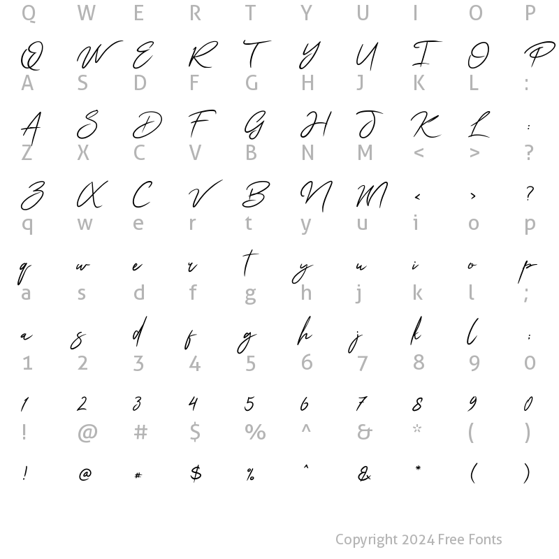 Character Map of Allexis Regular