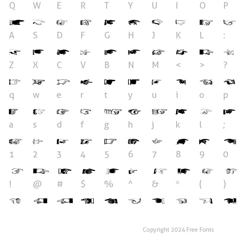 Character Map of AllHands Regular