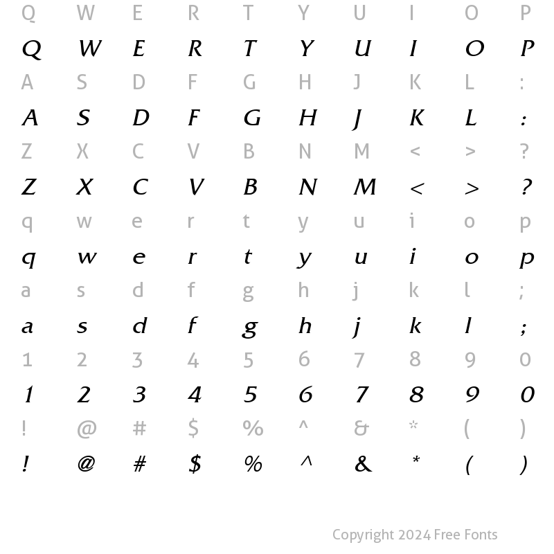 Character Map of Alliance Italic