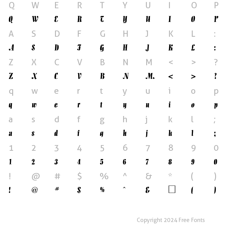 Character Map of Alligator DB Regular