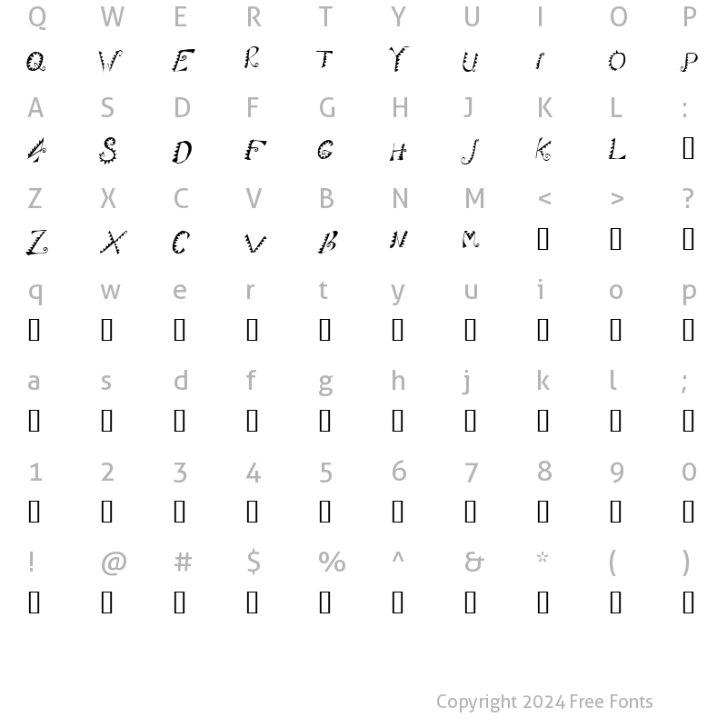 Character Map of Alligator Puree Regular