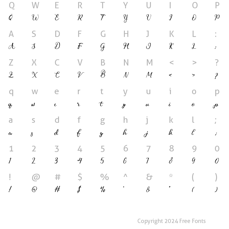 Character Map of Allisabeth Regular