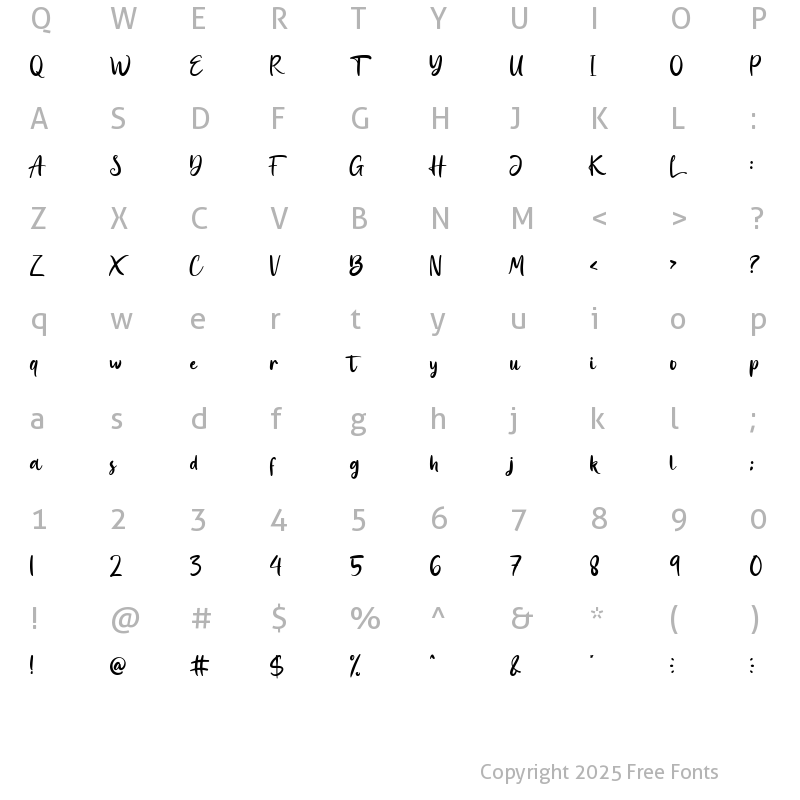 Character Map of Allison Franco Regular