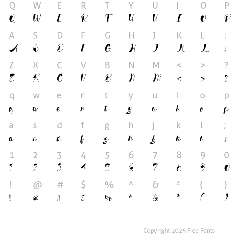 Character Map of Alloe Line Regular