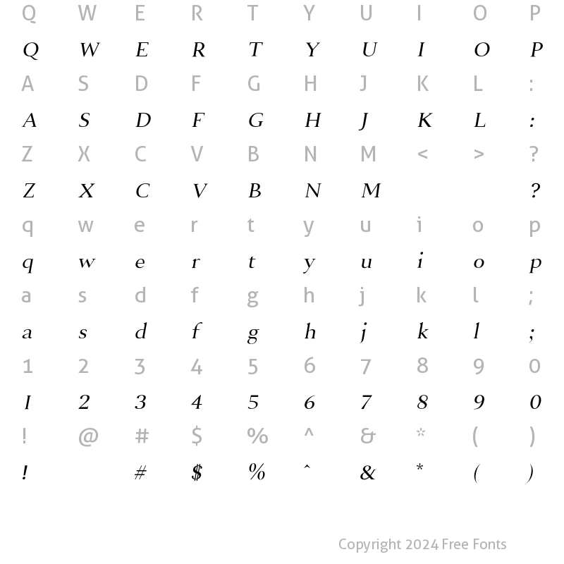 Character Map of Alloy Book Italic